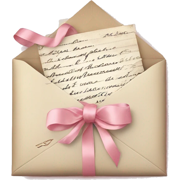 vintage love letters in envelope tied with a baby pink ribbon  emoji