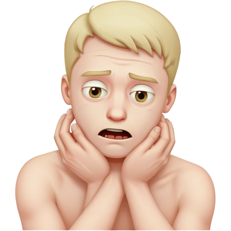 Man trying ti strangle himself by the neck with his hands emoji