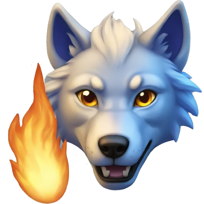 Blue flame wolf emoji