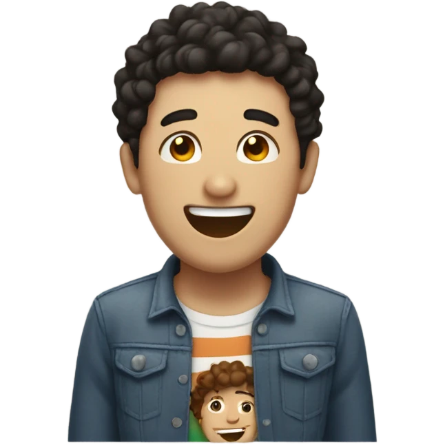 Two guys laughing, one with short black hair and the other with short curly brown hair emoji