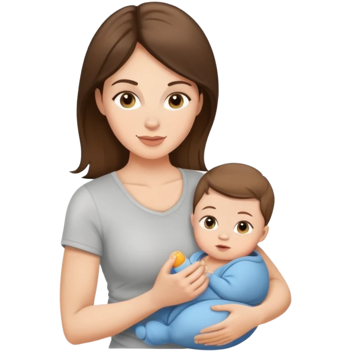 Light brunette fit mom with baby boy emoji