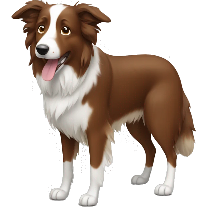 brown bordercollie with floppy brown ears  emoji