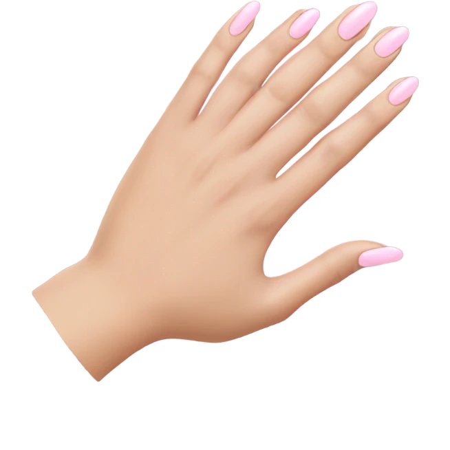 White hand with light pink neutral nails almond shape emoji