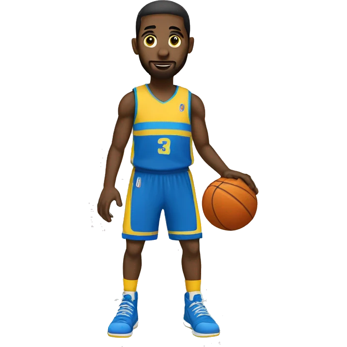 A basketball player with a yellow and blue ball emoji