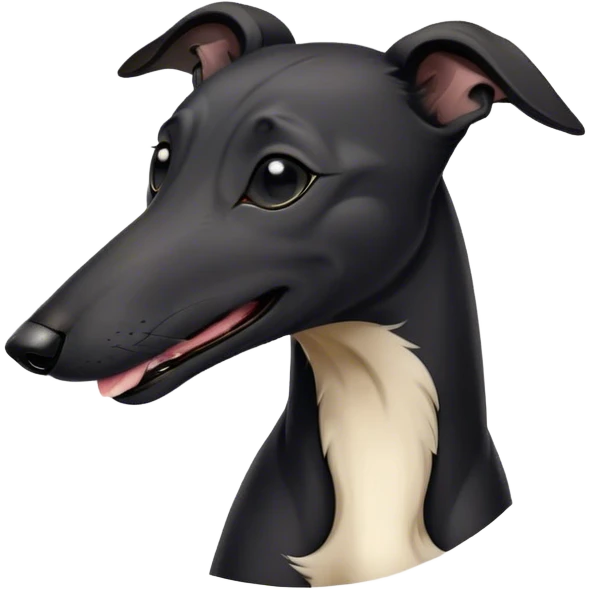 Cinematic Cute Yawning Black Greyhound Portrait Emoji, Head tilted slightly with a dramatic, wide-open yawn, showcasing a sleek black Fur with a polished finish, floppy ears slightly drooping, round dark eyes barely open in drowsy contentment, Simplified yet irresistibly adorable features, highly detailed, glowing with a soft, cozy glow, high shine, relaxed yet expressive, stylized with a touch of whimsy, bright and endearing, soft glowing outline, capturing the essence of a sleepy yet affectionate racer, so drowsy it feels like it could stretch out of the screen and curl up for a nap! emoji