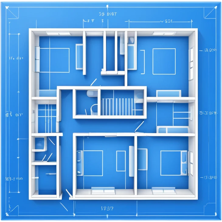 blue blueprint plan with crisp white architectural lines emoji