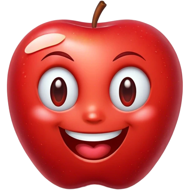 Apple with laughing eyes emoji