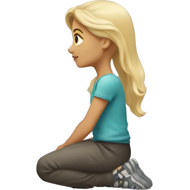 blonde girl kneeling down looking up emoji