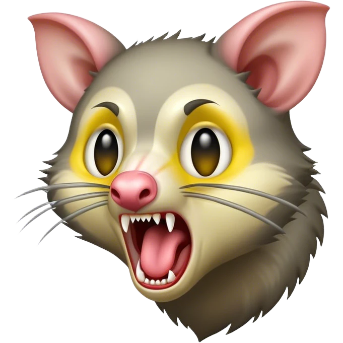 Possum screaming mixed with emelting smiley face emoji emoji