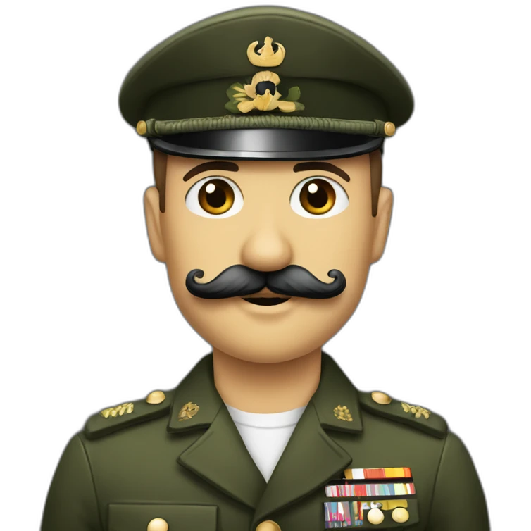 Militaire petite moustache et cheveux noir  emoji