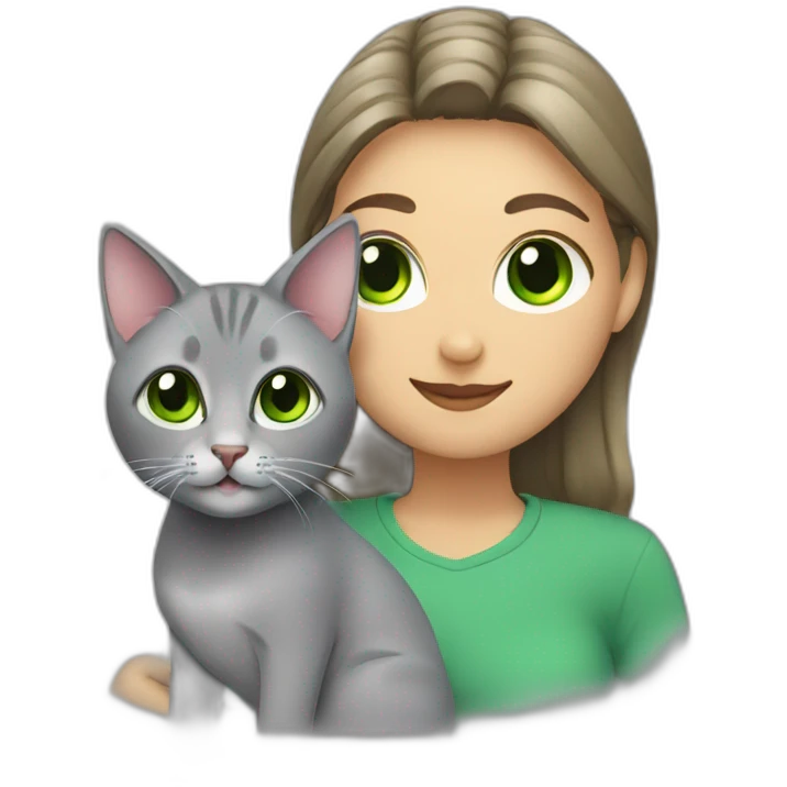 Cute gray cat with green eyes with gay woman emoji