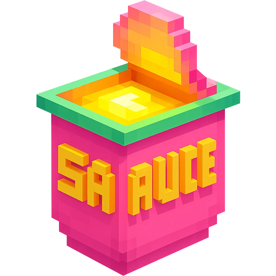 сделай соус из фастфуда розовый светящийся с надписью sauce, no background  emoji