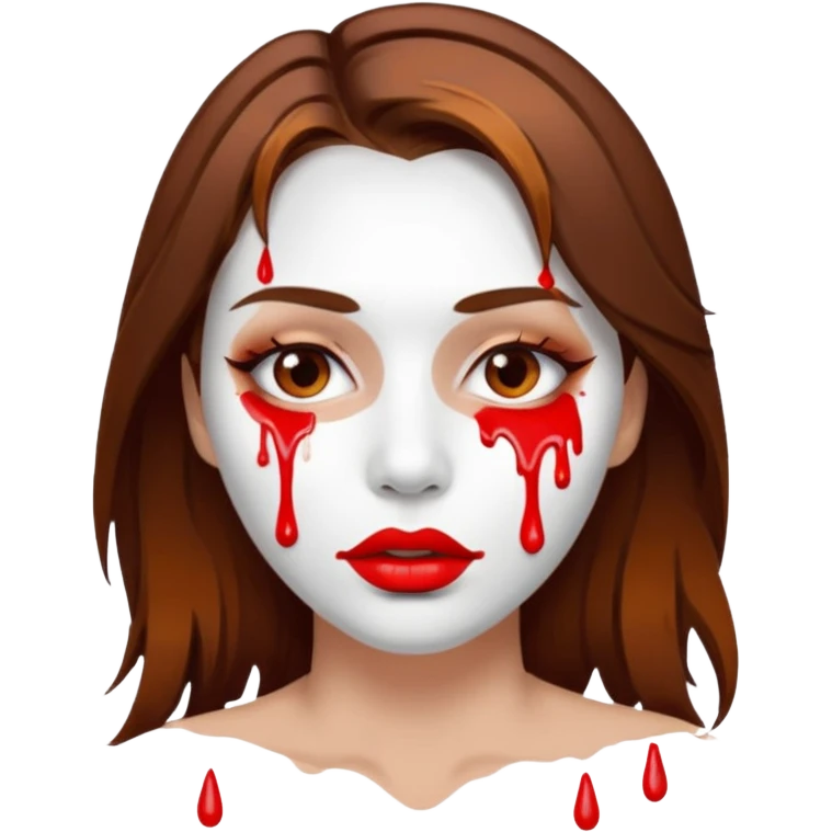 Brown Hair Woman , white paint , drip, face, hot  Sexy, lips emoji