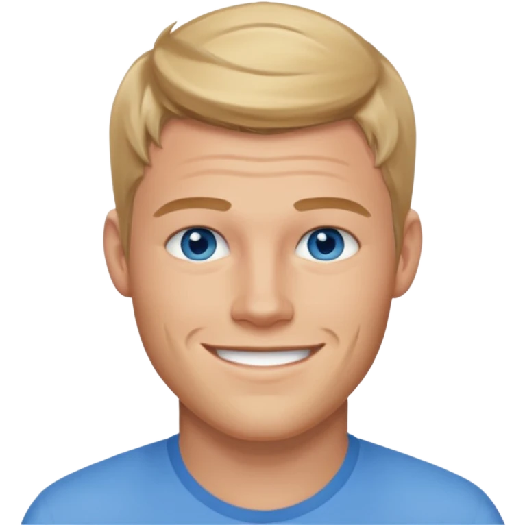 Smiling Trevor Donovan with blue eyes emoji