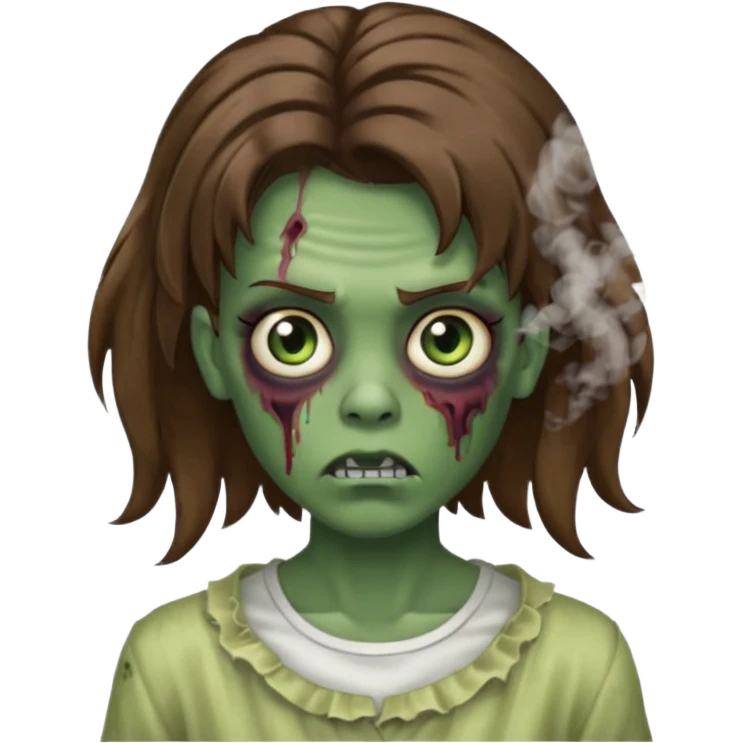 зомби который стоит лицом ко мне. прическа волосы лежат как шторки, карие зеленые глаза, с дымом изо рта. типо swag emoji