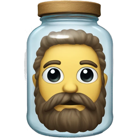 Anthropomorphic glass jar with beard emoji