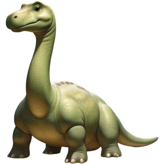 Beautiful and Majestic Brontosaurus Portrait Emoji, Head and body rendered in serene repose with a gentle, confident smile, showcasing its enormous, graceful neck and a massive, textured form with eyes softly closed in tranquil repose, Simplified yet exquisitely endearing features, highly detailed, glowing with a soft, drowsy ancient light, high shine, relaxed and utterly majestic, stylized with an air of timeless prehistoric splendor, soft glowing outline, capturing the essence of a beautiful and majestic Brontosaurus that embodies the serene power of the ancient world! emoji