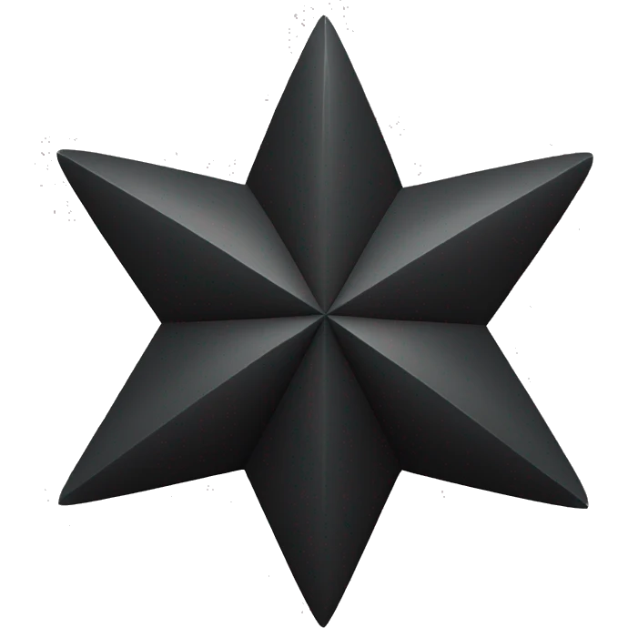 Northern star with 8 angles in black color with the bottom angle longer than the rest emoji