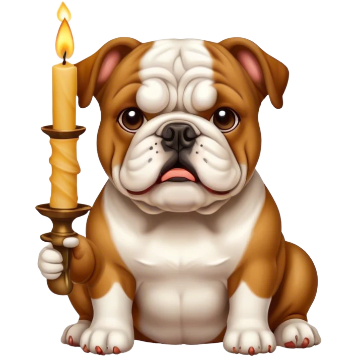 Bulldog with candle emoji
