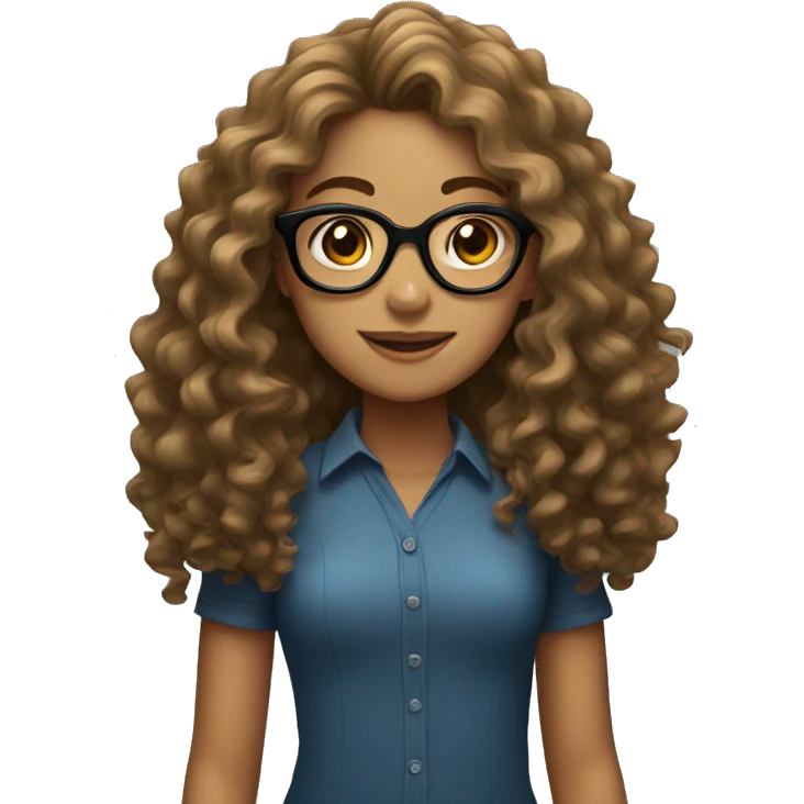 Girl with long curly hair and glasses emoji