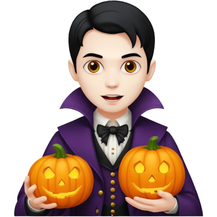 vampire with pumpkin emoji