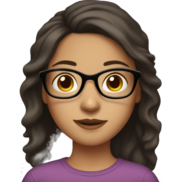 Girl with dark brown hair and brown eyes and glasses emoji