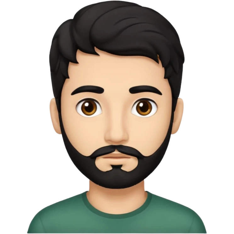young fair skin Pakistani man with black beard wavy hair and thin brown eyes and thick eyebrows emoji