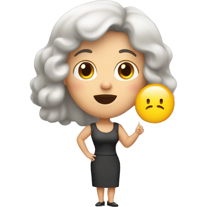 middle aged chunky brunette pointing surprised at what she sees emoji