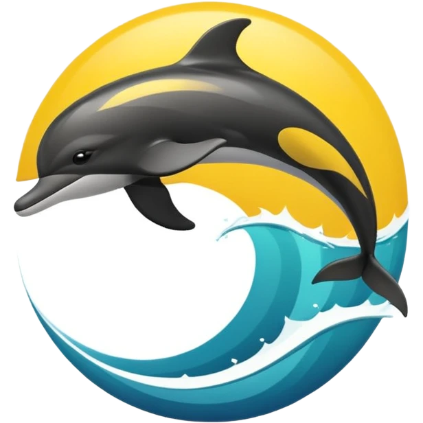 Yellow black dolphin cirkle wave soccerball emoji