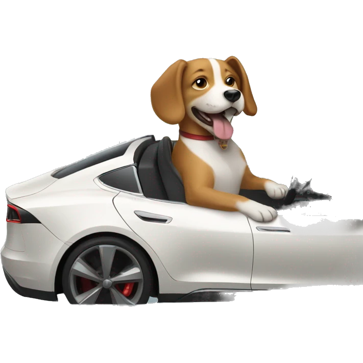 Dog driving a tesla emoji