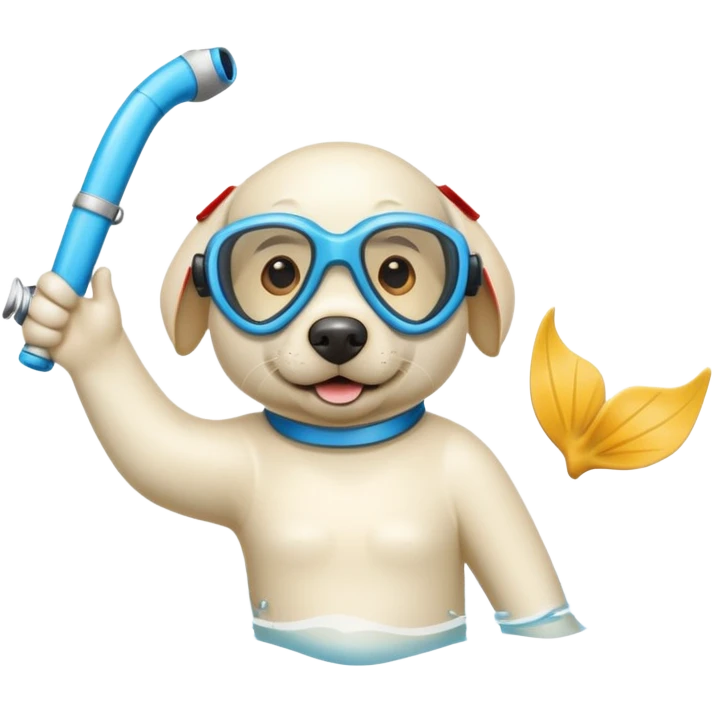 White labrador with snorkel and fins emoji