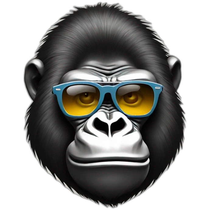 gorilla with sunglasses drawing a grafitty emoji