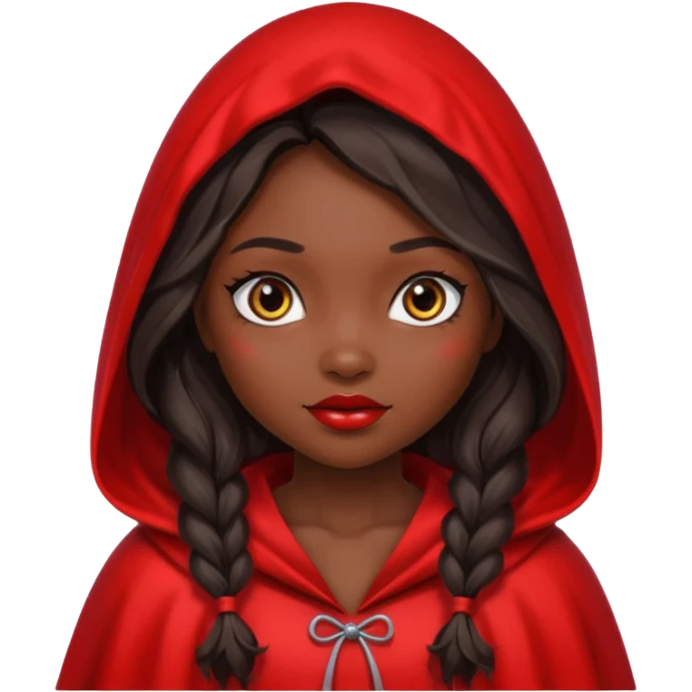 Little red riding hood African American with black with straight long wavy hair and long eyelashes  emoji