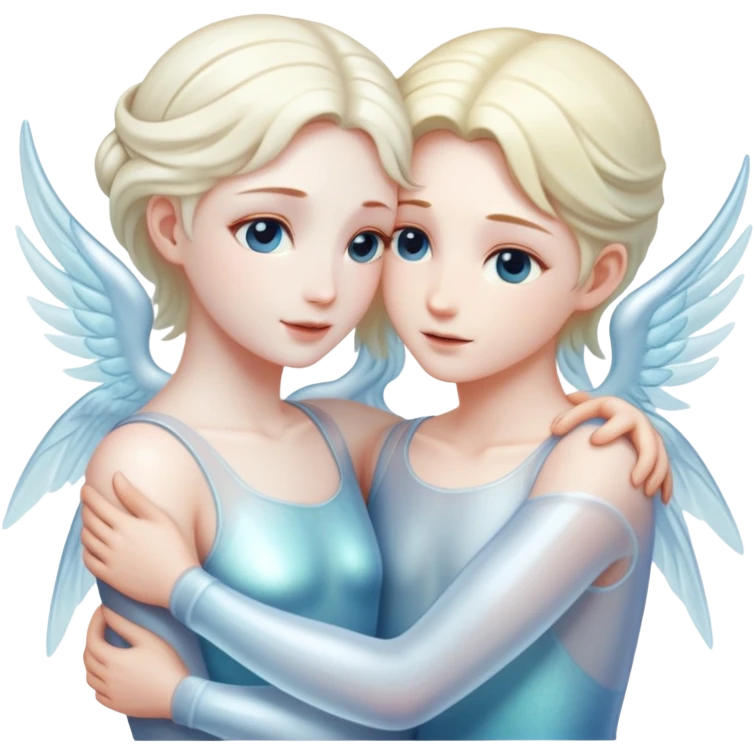 two ethereal souls embracing each other emoji