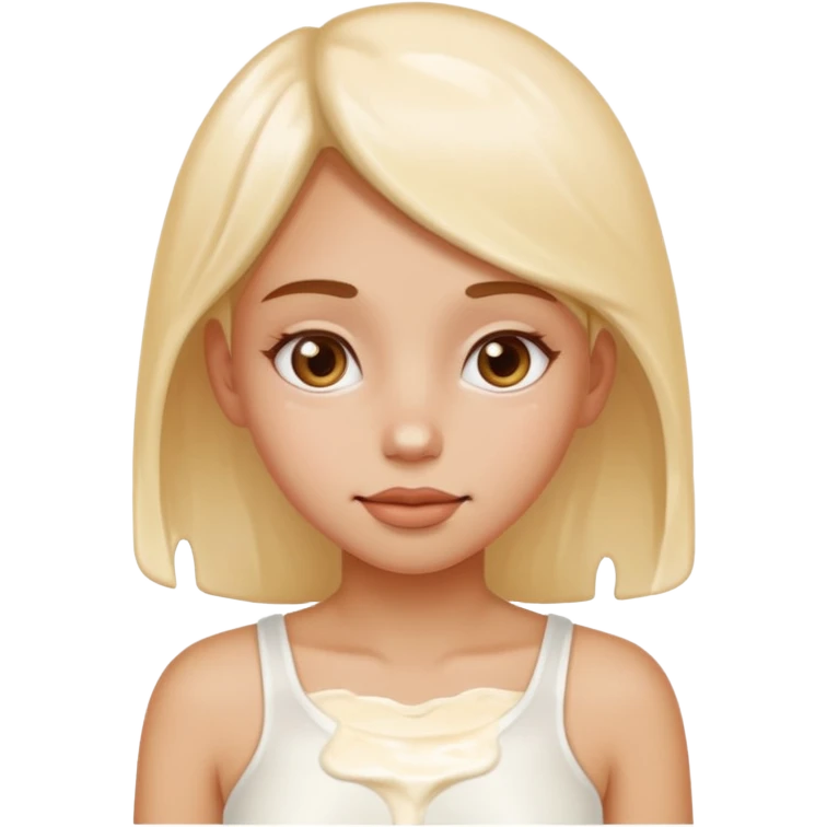 Milk shooting onto a girl faces with no glass in picture emoji