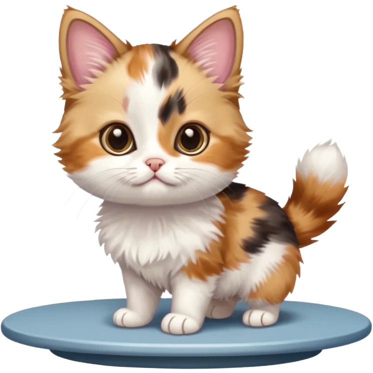 Munchkin kitten standing over the table emoji