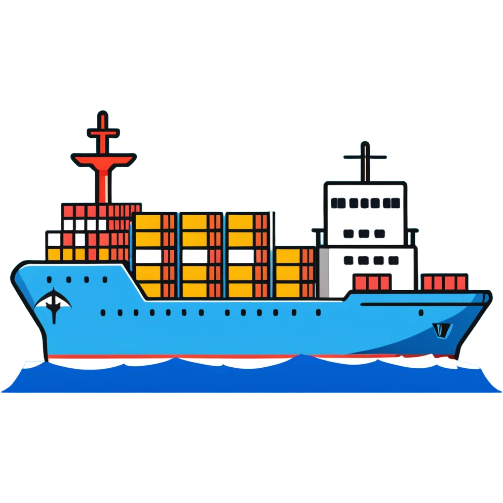 Cargo container ship in ocean emoji