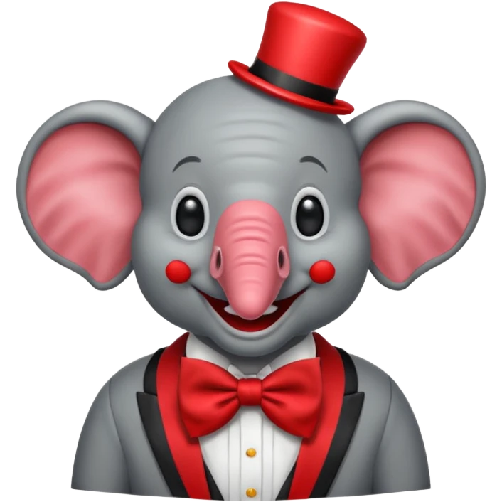 Elephant clown with big bowtie emoji