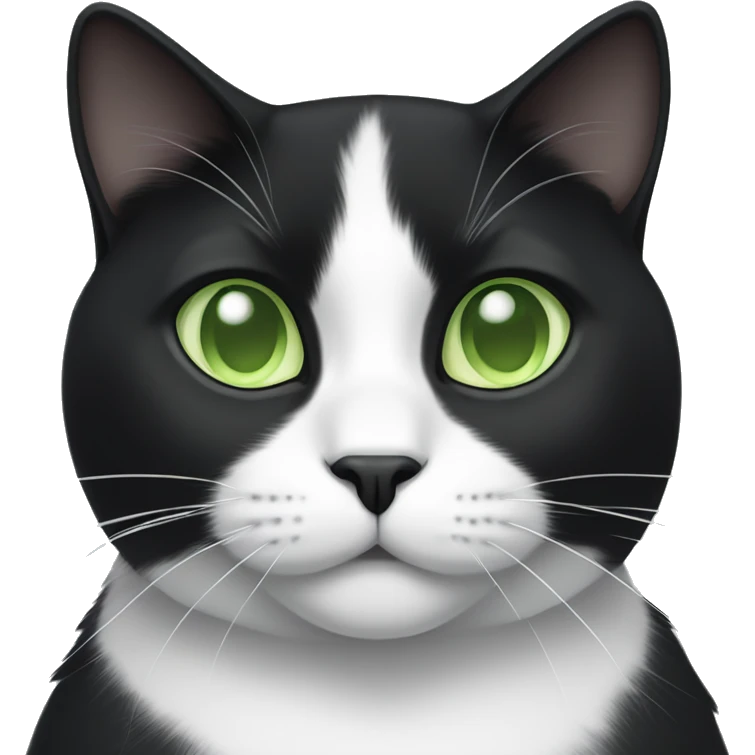 Black and white cat with light green eyes emoji