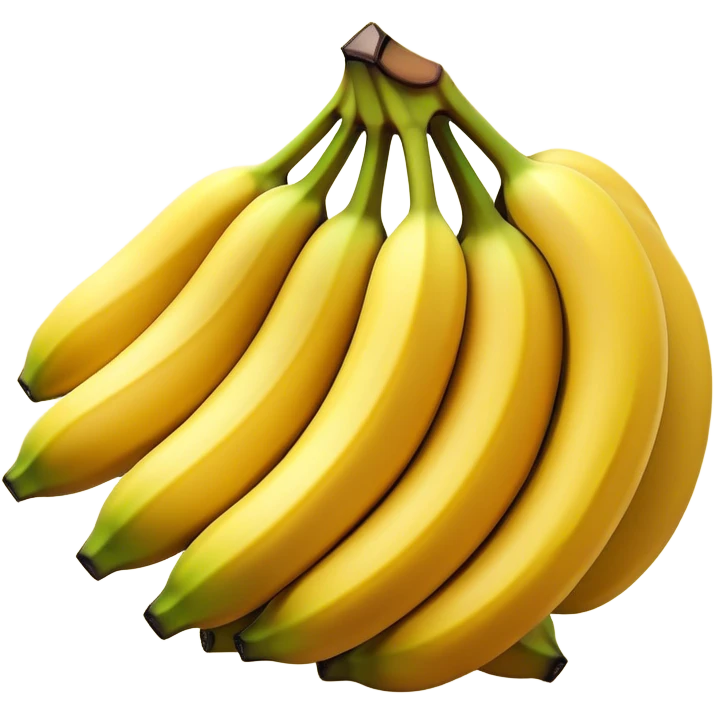 Cinematic bright yellow bananas, smooth peel with gentle curves, slightly ripened, stacked in a charming bunch, warm glowing background, soft and inviting. emoji