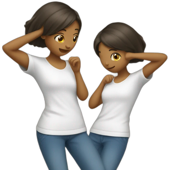 2 filles qui font un dab emoji