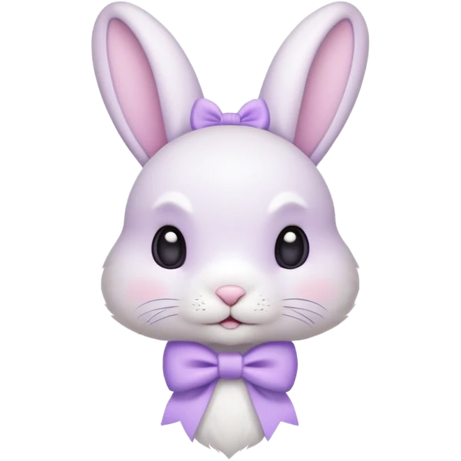 Coquette white bunny with light pastel purple bow  emoji