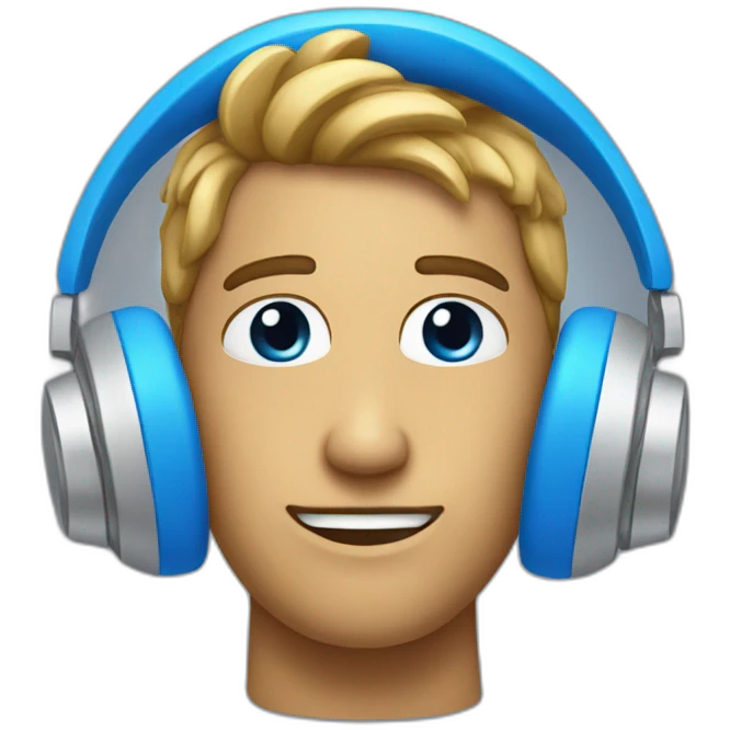 blue heardphones on head emoji