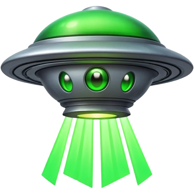 Alien spaceship, glowing beam, small cartoon emoji, no background emoji
