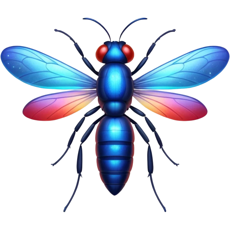 glitter red and blue firefly emoji