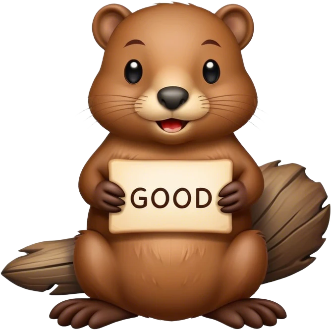 Beaver with inscription good night emoji