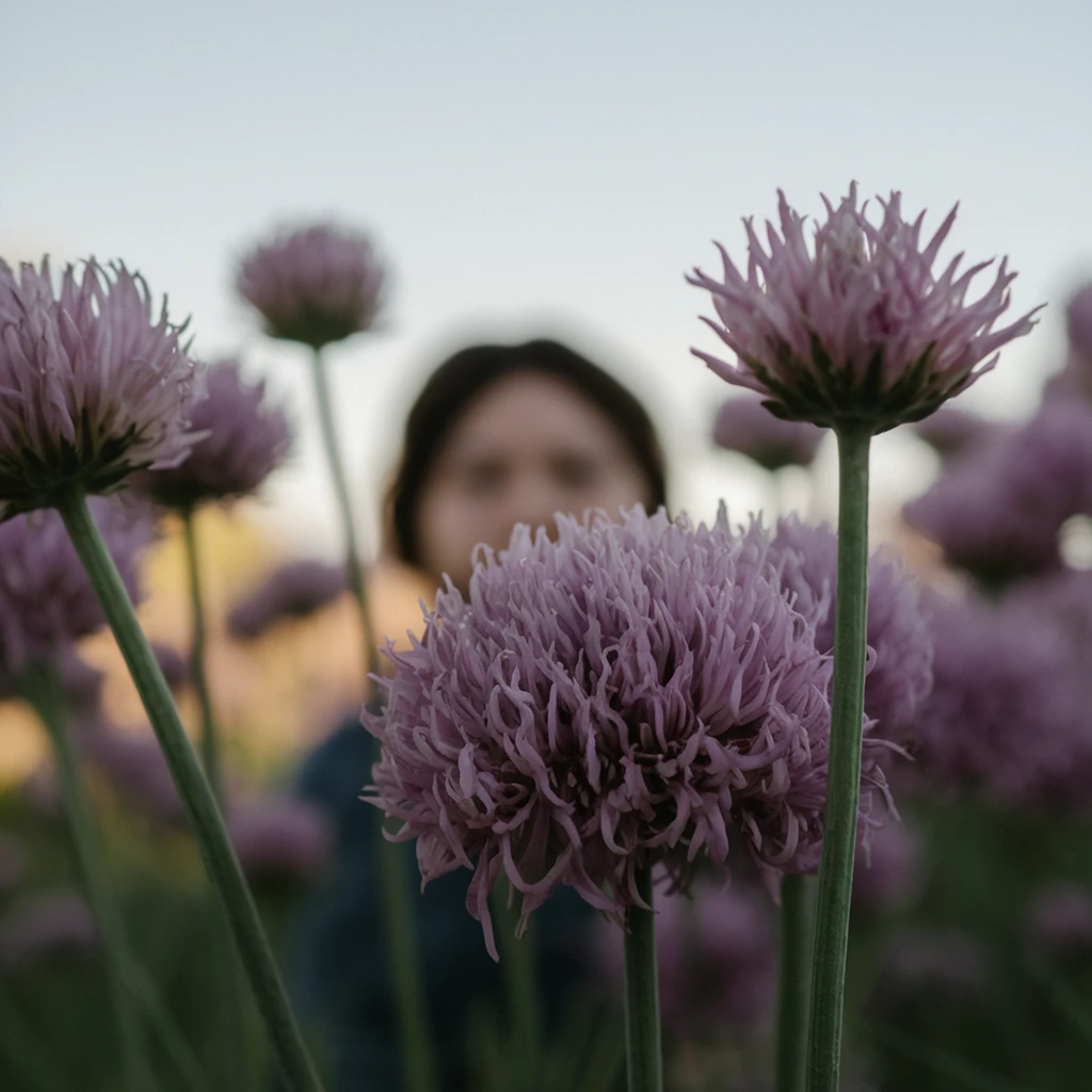 Person peaking from back of the flower with cinematic blur emoji