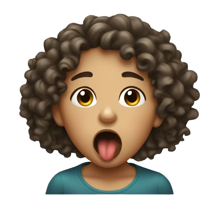 Curly haired girl coughing  emoji