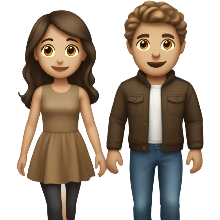 Brown haired girl and boy on a date emoji