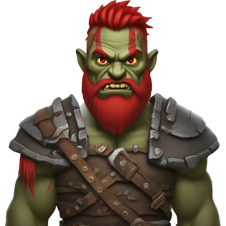 Berserker orc with red beard & red mohican emoji